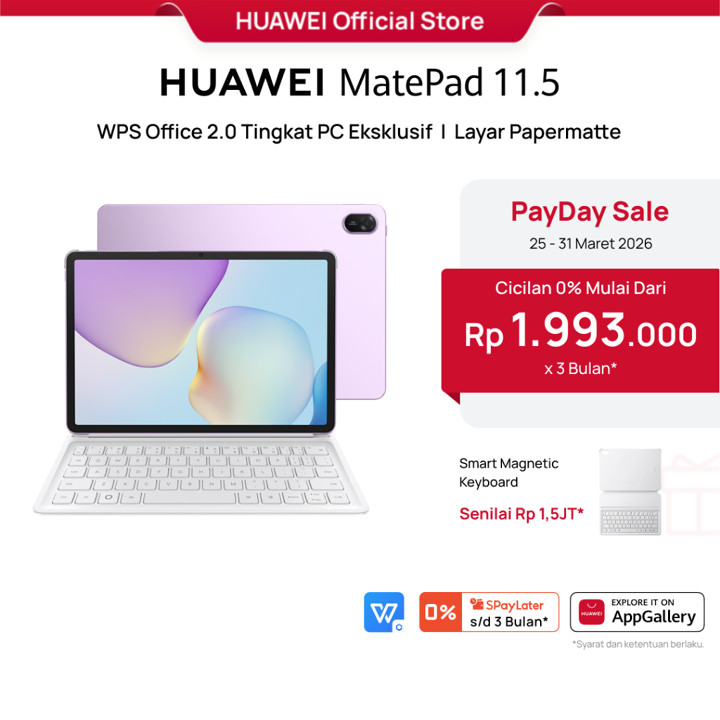 [BEST SELLER] HUAWEI MatePad 11.5-inci 2025 Tablet | WPS Office 2.0 Tingkat PC Eksklusif | Layar Papermatte | 10,100 mAh 40W HUAWEI SuperCharge