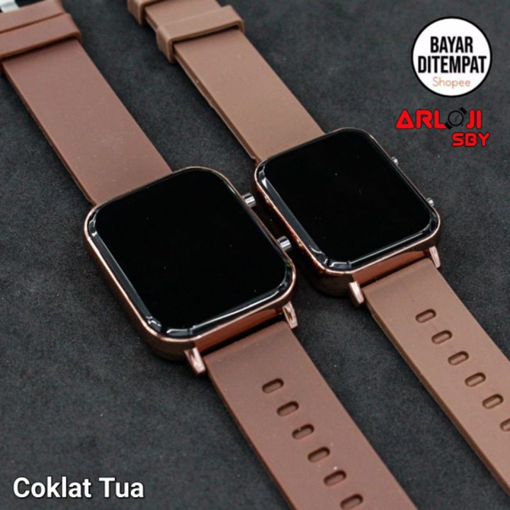 JAM TANGAN PRIA WANITA CEWEK LED WATCH RUBBER WARNA TOP QUAL