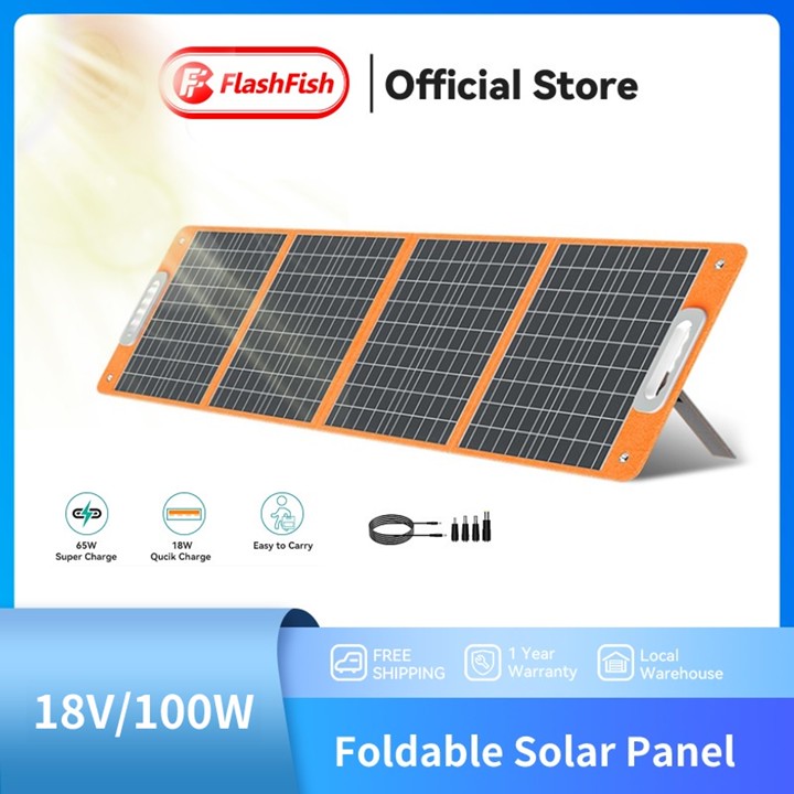 (Ready) FlashFish Portable Solar Panel 100wp Mono Panel Surya Foldable Solar Cha
