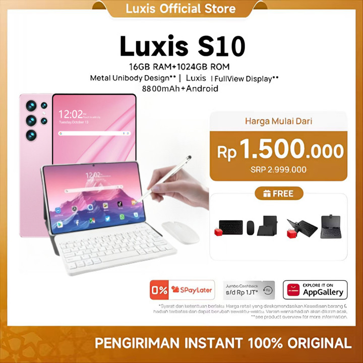 [Free+Keyboard+Mouse+Case] Luxis tablet S10+S12+S10Pro(16GB+1024GB)11.6inch"lPS Screen 48MP tablet android13 12000 mAh Dual Sim Card advantablet murah100ribuan anak tablet android murah Luxis Oficial Store