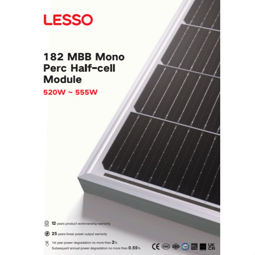 Solar Panel Surya Lesso 550Wp SNI TKDN Monocrystaline Half Cell MBB High Solar E