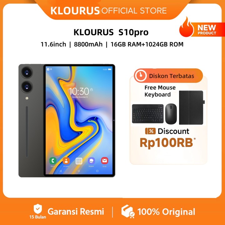 KLOURUS Tablet S10 Pro (16GB + 1024GB) | IPS 11.6" | Tablet 