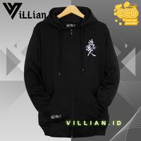 Sweater Hoodie pria/wanita Oversize Hitam Resleting GOOD ter