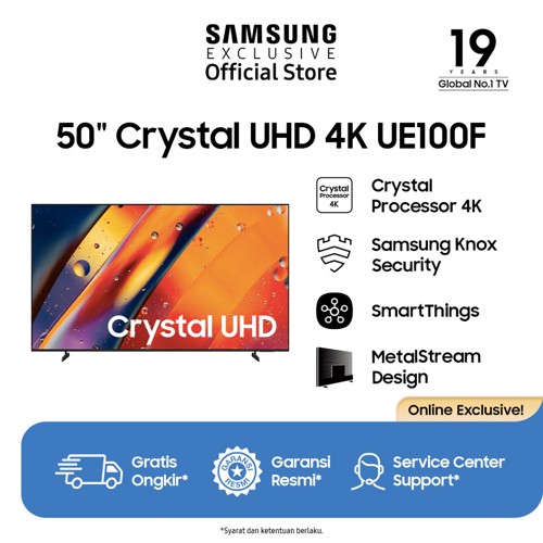 Samsung 50" Crystal UHD 4K UE100F 4K Smart TV - UA50UE100FKX