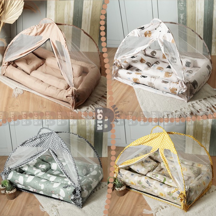 FREE TAS SERUT!! KASUR BAYI TENDA KELAMBU / KASUR BABY KELAMBU SET BANTAL FREE BANTAL PEYANG CROWN  + 2  GULING BABY