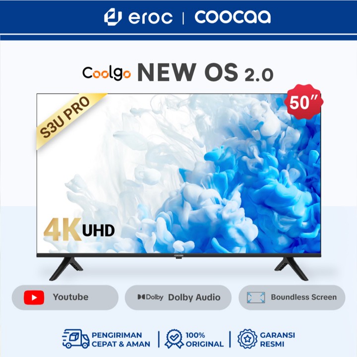 COOCAA 50 inch S3U PRO Smart TV - Digital TV - 4K - UHD - Dolby Audio - Youtube 