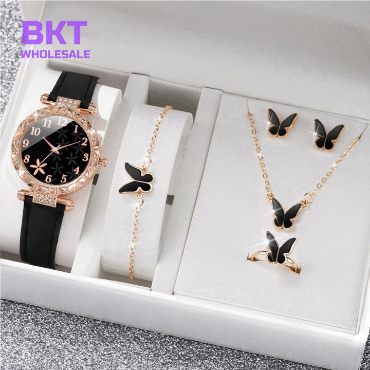 5PCS - INS Jam Tangan Kuarsa Wanita Dial Starfish Jam Tangan