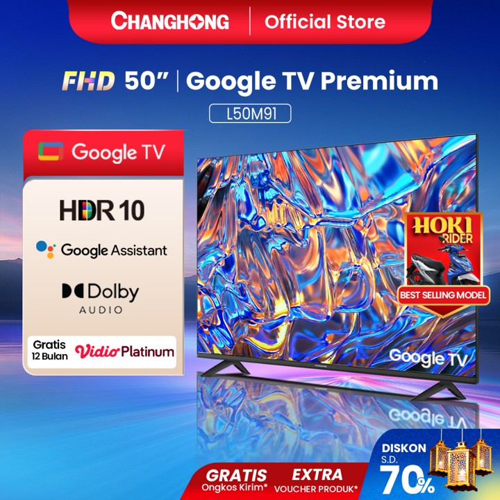 [Google TV 50 Inch] Changhong TV 50 inch FHD Google Smart Digital TV Dolby Audio