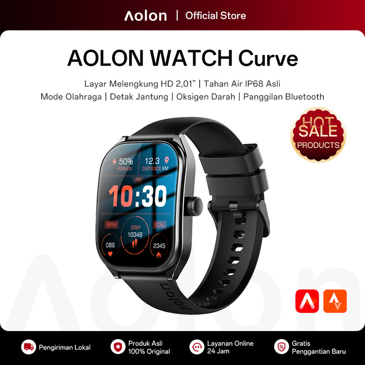Aolon Curve Jam Tangan Smartwatch Tahan Air IP68 Layar IPS M
