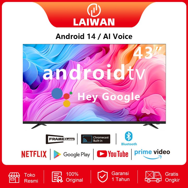[LAIWAN]Frameless Smart TV Android 43 Inch 50 Inch smart tv 4K with AI Voice/You