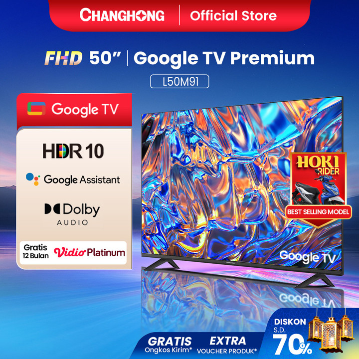 Changhong TV 50 inch FHD Google Smart Digital TV Dolby Audio DBX-TV Playstore Ne