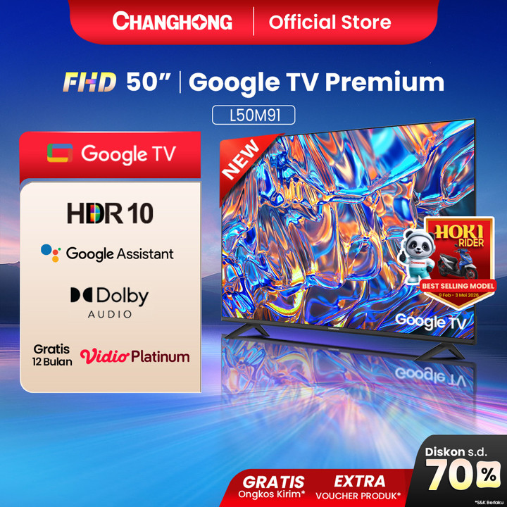 Changhong TV 50 inch FHD Google Smart Digital TV Dolby Audio DBX-TV Google Play 