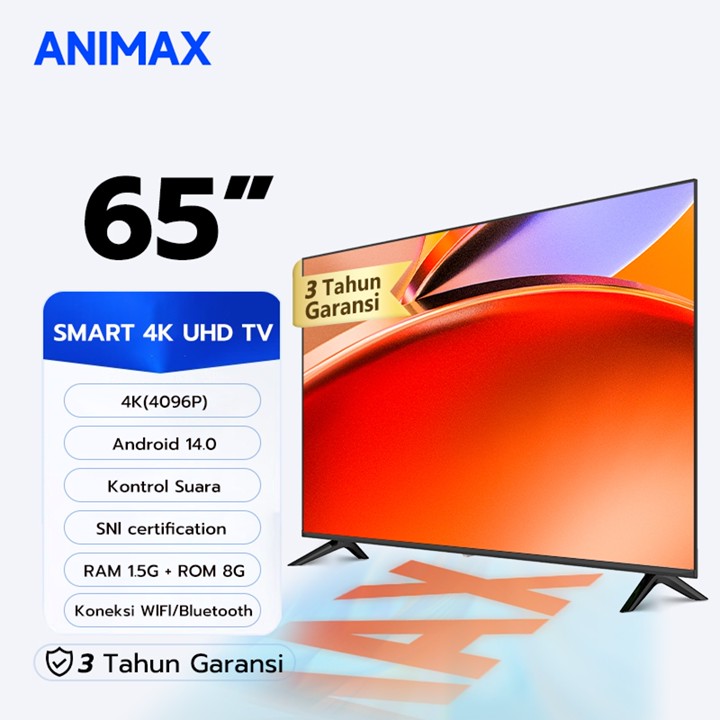 Animax Smart TV 65/55/50 inch TV Digital Android 4K UHD Dolby Audio Youtube