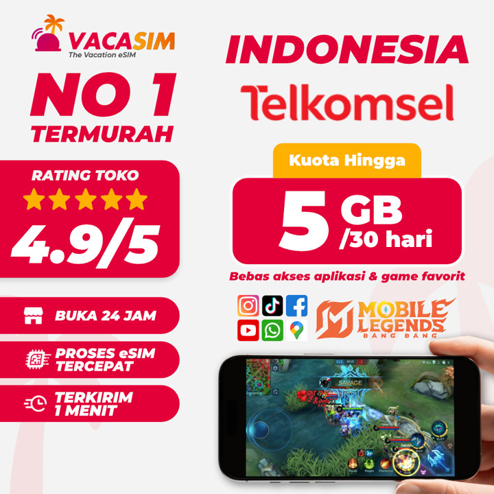 eSIM Roaming TELKOMSEL Indonesia Kuota Internet 5GB 30 Hari | Solusi Untuk IMEI Blokir IPHONE INTER