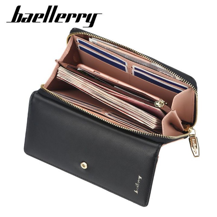 BAELLERRY N1822 Dompet Wanita Panjang Bahan Kulit PU Leather Premium BAEOS