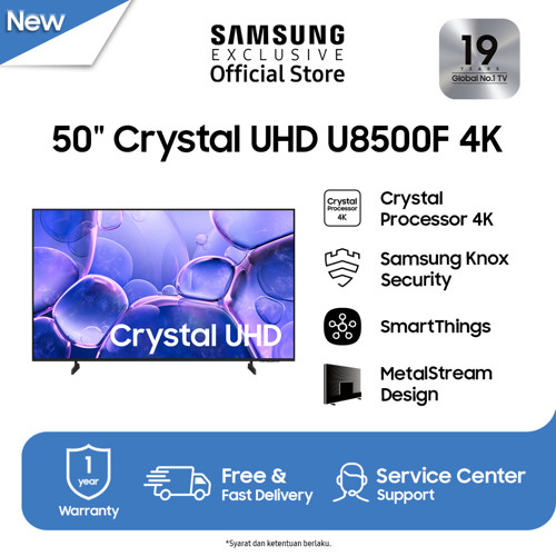 Samsung 50" Crystal UHD 4K U8500F Smart TV | Crystal Processor 4K | SmartThings 