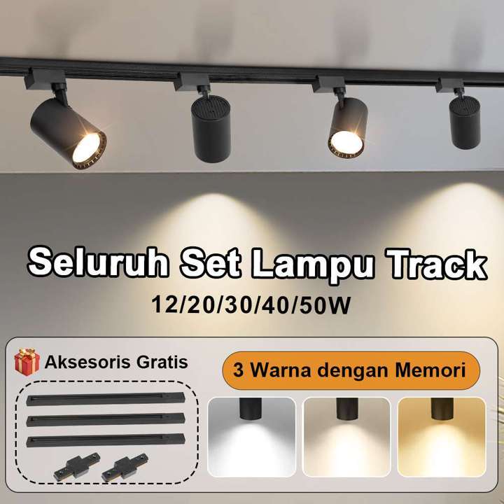 CANMEIJIA 3PCS Set Track Light Lampu Rel Track Led COB Sorot 3 Warna 12w 20w 30w Lampu Sorot Plafon Kitchen Shop Spotlight Ceiling Rail Lighting