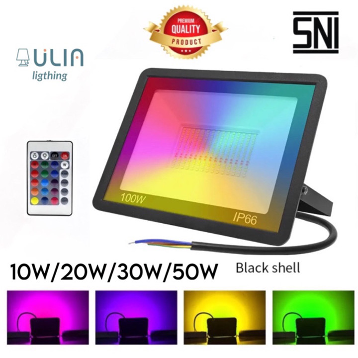 LAMPU SOROT RGB WARNA WARNI LED 10W 20W 30W 50W 100W TAMAN TEMBAK HIAS PANGGUNG OUTDOOR WATERPROOF