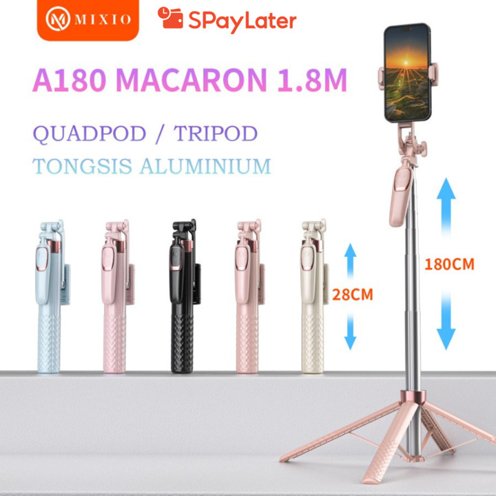 MIXIO A180 Quadpod Macaron 180CM / Tripod Tongsis Bluetooth 