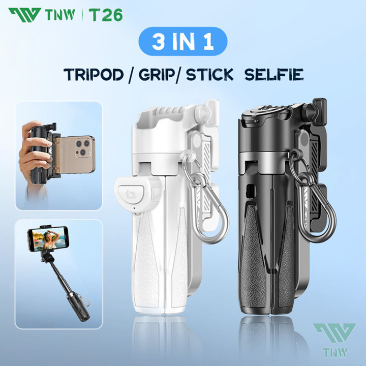 TNW T26 Extendable Grip Tripod Mini Selfie Stick Remote Cont