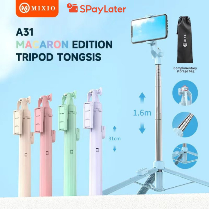 MIXIO A31 MACARON EDITION Tongsis Bluetooth Selfie Stick Tri