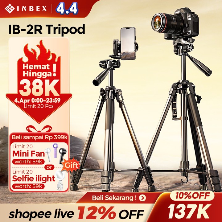 INBEX IB-2R 170CM Tripod Kamera Hp Bluetooth Remote Aluminum