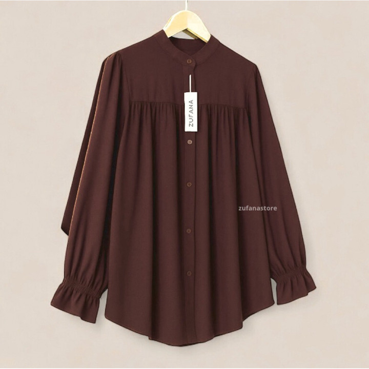 Alyssa Blouse Rayon Twill | Atasan Kemeja Blouse Wanita Polos Model Oversize