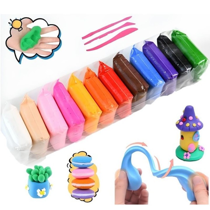 WB Clay Polymer Mainan Anak Isi 12pcs Edukasi Slime Clay Dou