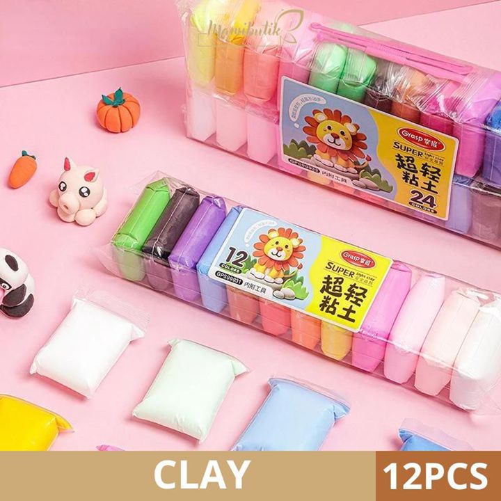 Clay Polymer Mainan Anak Isi 12pcs Edukasi Slime Clay Dough 