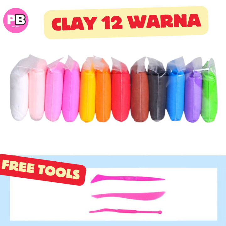 Clay Mainan Anak isi 12 Pcs Clay 12 Warna Slime Clay isi 12 