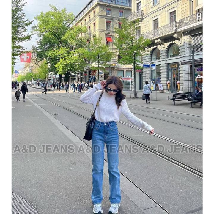 Highwaits Loose Adjustable Baggy Under Age Jeans Celana Jeans Wanita Kekinian Jeans Loose Straight