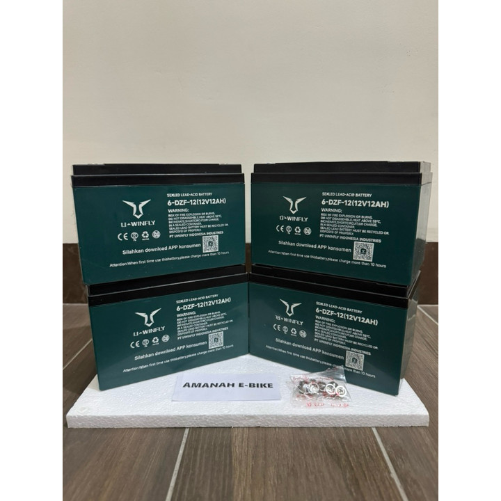 AKI SEPEDA LISTRIK UWINFLY 12V/12AH (6-DZF-12) ORIGINAL 48V/12AH UWINFLY BERGARANSI