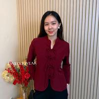 Nancy Longsleeve Cheongsam Top Finellewear - Atasan Baju Kem