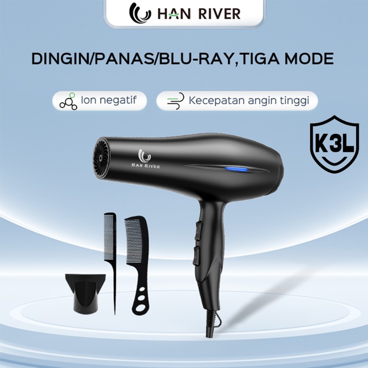 HAN RIVER Hair Dryer Negative ions hair dryer low watt 800W Pengering Rambut