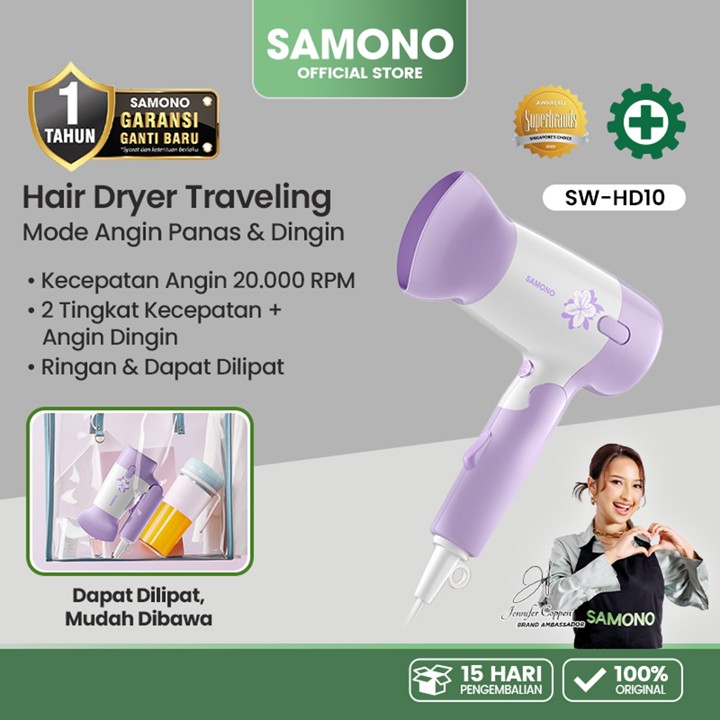 SAMONO Hair Dryer Udara Dingin & Panas 300 Watt hair dryer low watt samono official store hair dryer portable blow dryer hair dryer kucing SW-HD10
