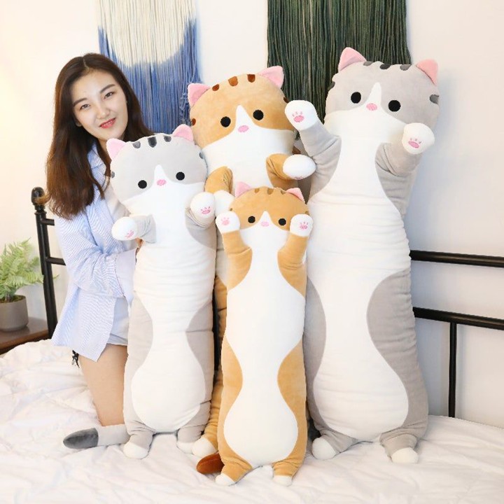 Bantal Guling Kucing Boneka Tinggi 60cm Bahan Yelvo Berlabel