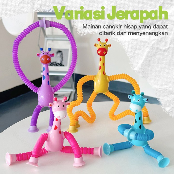BEVAVAR Suction Cup Tabung Teleskopik Jerapah Mainan Anak Ta