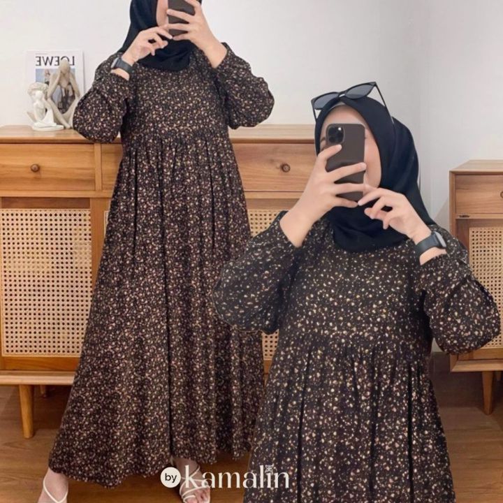 Midi Dress Rayon Premium Jumbo Busui Misni By Kamalin