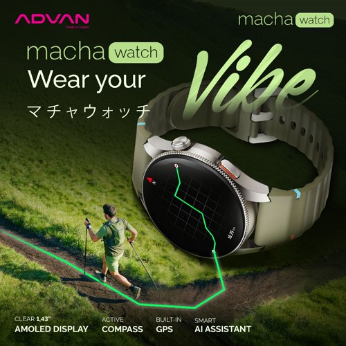 ADVAN Smartwatch Macha Watch | AMOLED 1.43” Inch | Built-in 