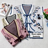 LISTA VEST outer kardigan pita motif bunga korean style baju rajut Wanita
