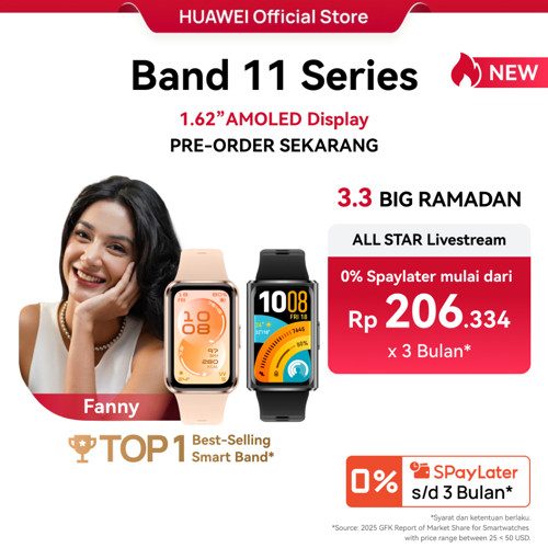 [PO Pro Black | Voucher 15%*] HUAWEI Band 11 Series | 1.62”A