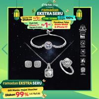 Set Perhiasan Wanita Silver Sparkling Crystal Zircon Lengkap