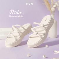 PVN Nola Sandal Tali Wanita Cream Black Choco 227