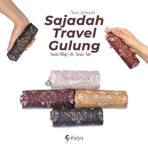 SOFEEYA - FREYA SERIES Sajadah Travel Premium Bisa Lipat / Genggam / Gulung / Saku Bahan Waterproof Lapis Anti Slip Untuk Souvenir Haji Umroh Pengajian Tahlilan