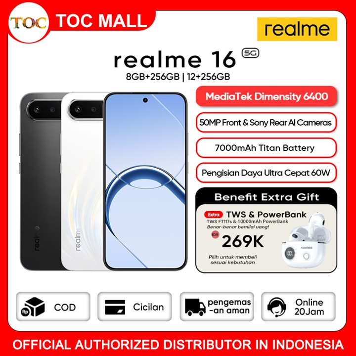 realme 16 5G terbaru 2026, 7000mAh Titan Battery, 50MP Front & Sony Rear AI Cameras, Selfie Mirror