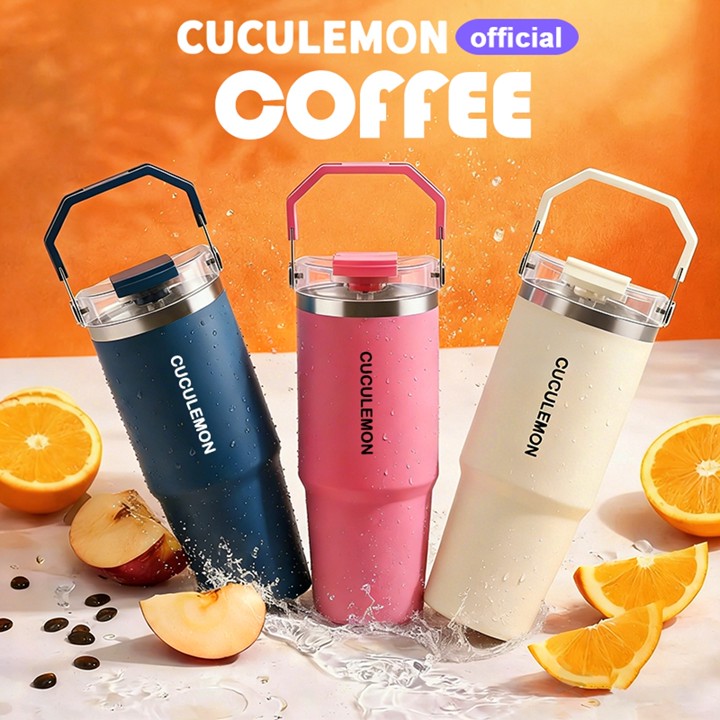 CucuLemon Tumbler Stainless Steel 890ml Termos Tahan Pansa Dingin Botol Minum Portable Bottles Kopi