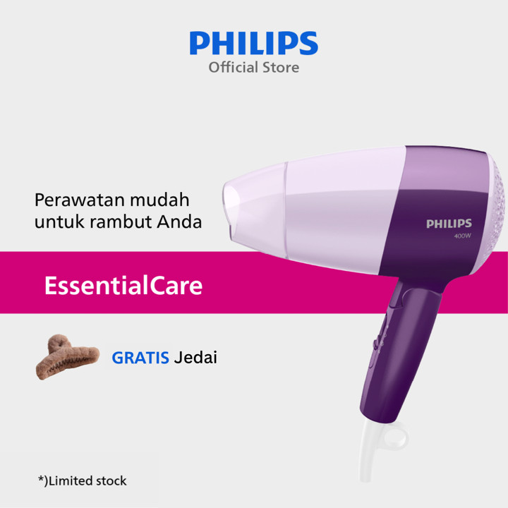 Philips | Hair Dryer EssentialCare | Pengering Rambut | Melindungi Rambut dengan ThermoProtect Teknologi | Ungu | HP8126/02