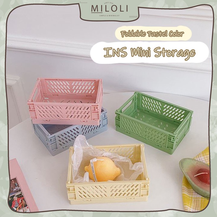 [MILOLI] Mini Foldable Storage Pastel Color Keranjang Lipat 