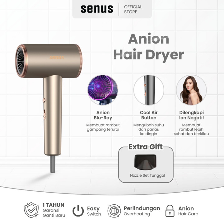 Senus Hair Dryer Pengering Rambut Anion Salon Haircare hot wind Ionik 850W