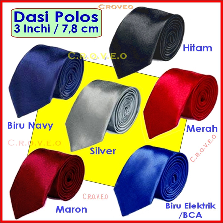 Dasi Polos Pria Panjang Formal Satin 3 inch 3inch Warna Hita